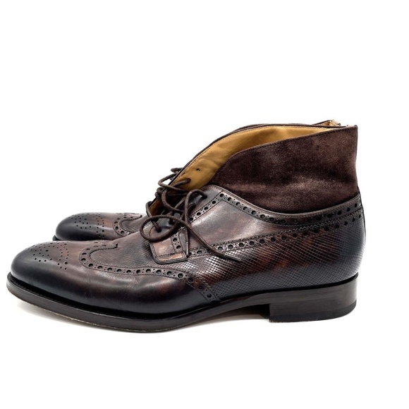 Magnanni Mens Colas Brown Wingtip Leather Lace Up Round Toe...